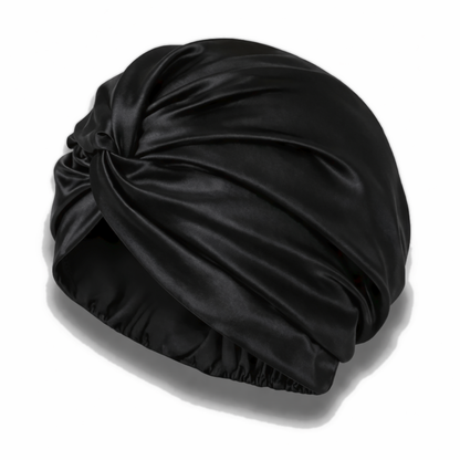 Organic Mulberry Silk Bonnet in Midnight Black