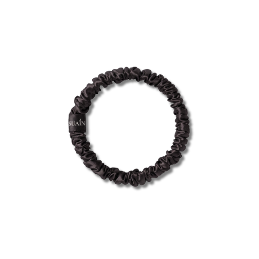 Organic Mulberry Silk Skinny Scrunchie | Midnight Black