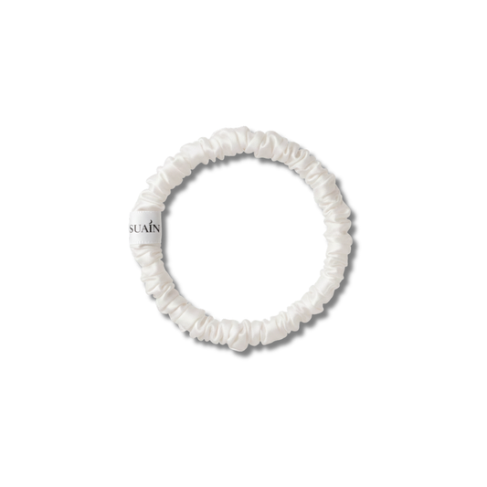 Organic Mulberry Silk Skinny Scrunchie | Ivory White