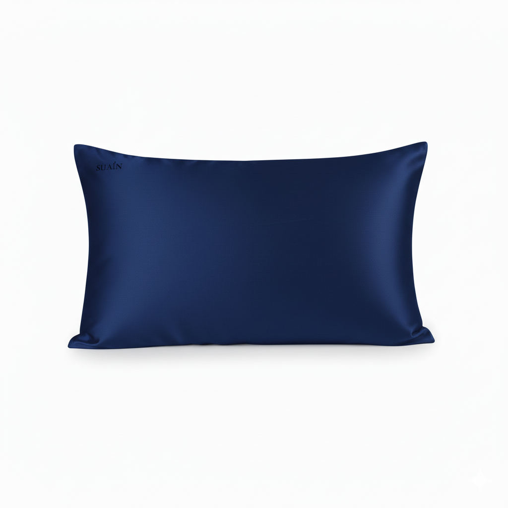 Organic Mulberry Silk Pillowcase in Deep Blue