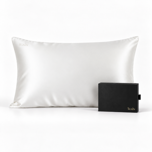 Organic Mulberry Silk Pillowcase in Ivory White