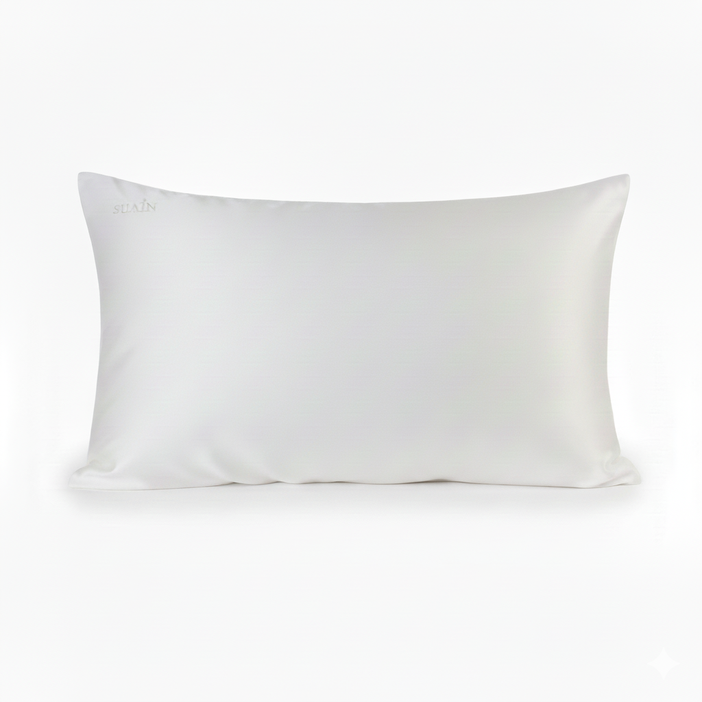 Organic Mulberry Silk Pillowcase in Ivory White