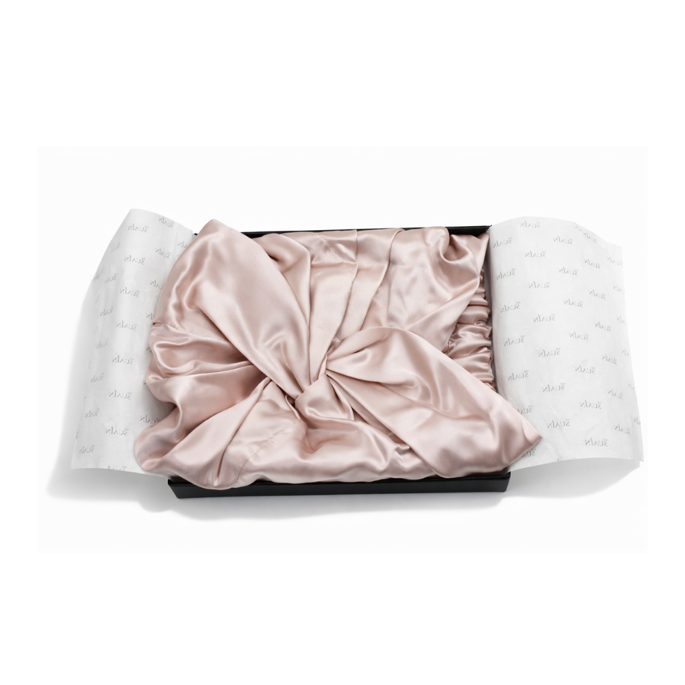 Organic Mulberry Silk Bonnet in Dawn Pink, lifestyle