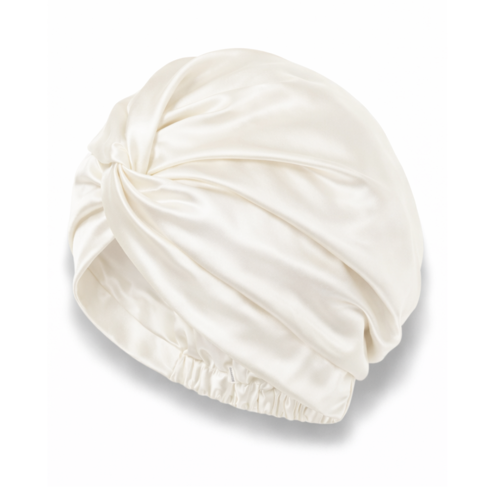 Organic Mulberry Silk Bonnet in Ivory White