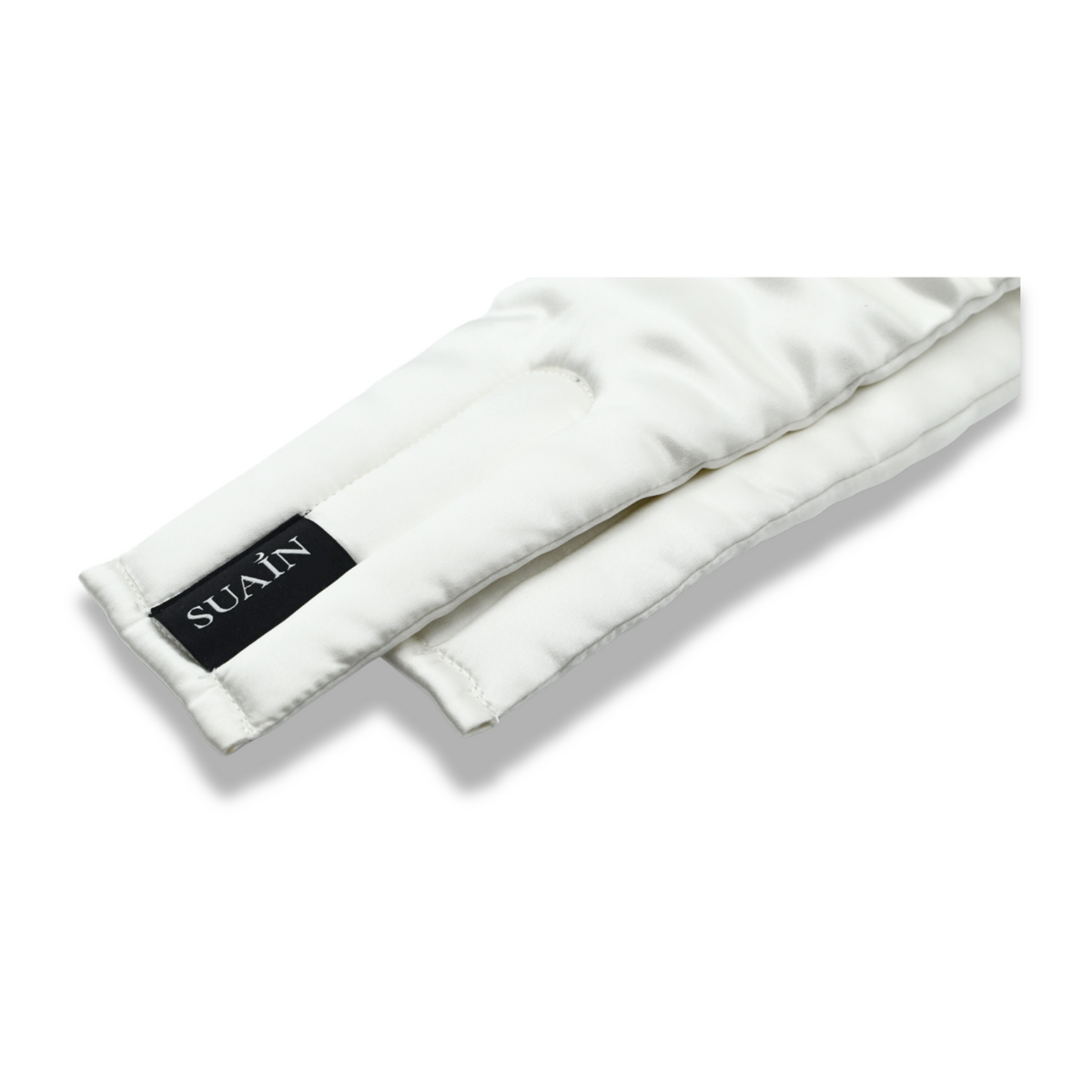 Organic Mulberry Silk Sleep Mask in Ivory White, strap