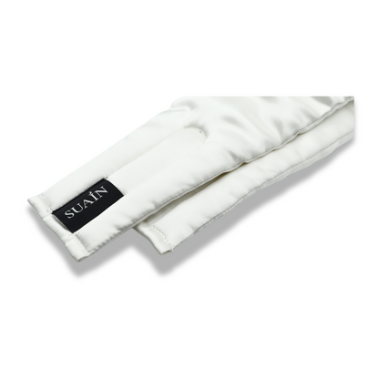 Organic Mulberry Silk Sleep Mask in Ivory White, strap