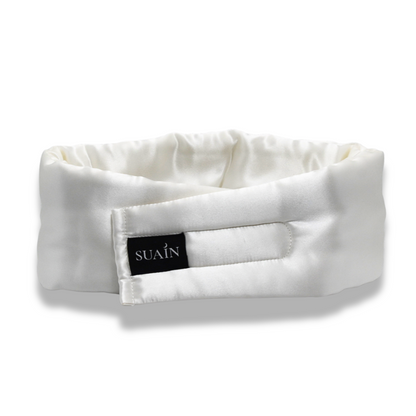 Organic Mulberry Silk Sleep Mask in Ivory White, back