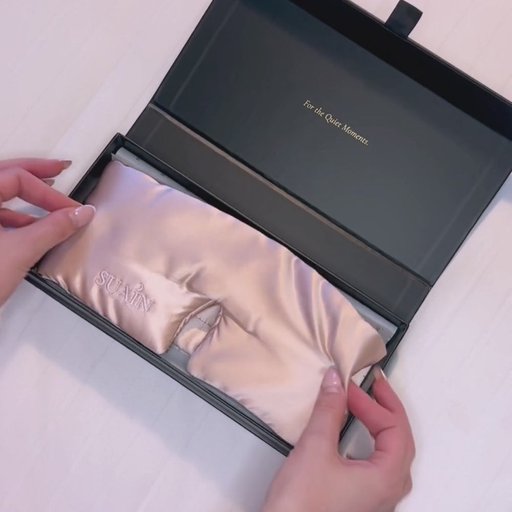 Organic Mulberry Silk Sleep Mask in Dawn Pink, video