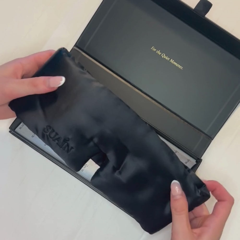 Organic Mulberry Silk Sleep Mask in Midnight Black, video